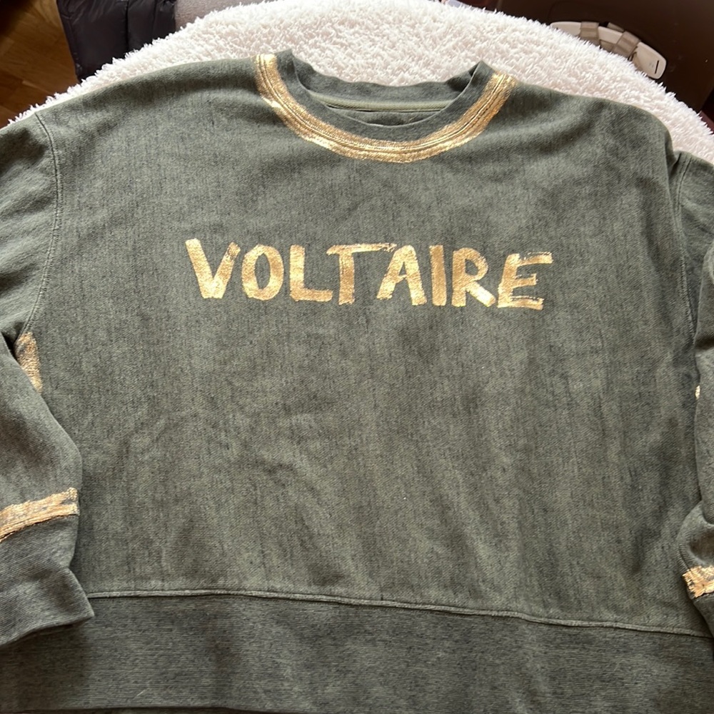 Zadig & Voltaire Olive Green Sweatshirt with Gold Accent